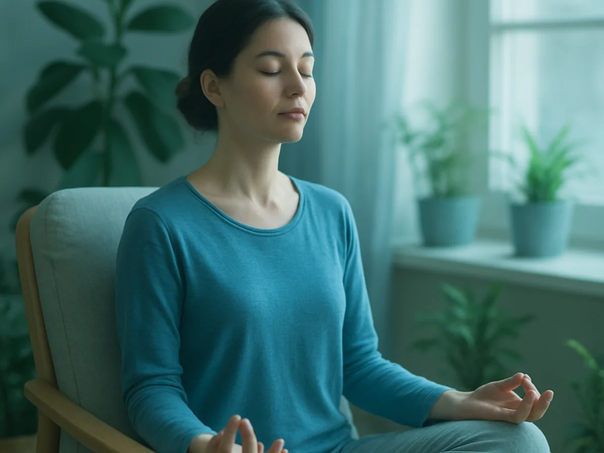 Patient practicing mindfulness and relaxation techniques for holistic mesothelioma care